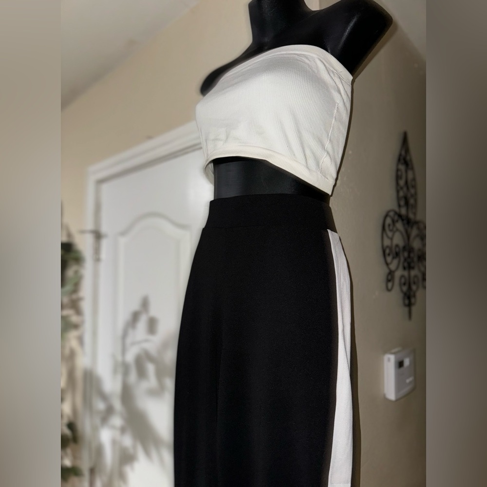 Black/White Snap Button Dress Pant